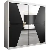 MEBLE KRYSPOL Kleiderschrank, Schiebetürenschrank Schlafzimmer, Schrank mit Spiegel MAROKO 200 cm