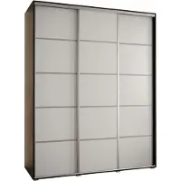 MEBLE KRYSPOL Cannes 4 Schrank mit 3 Schiebetüren - 205,2x200x60 cm - Schwarz Weiß Silber