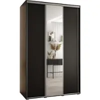 MEBLE KRYSPOL Cannes 3 Schrank mit 3 Schiebetüren - 205,2x160x60 cm - Schwarz Schwarz Silber