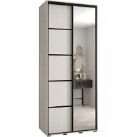 MEBLE KRYSPOL Cannes 5 Schrank mit 2 Schiebetüren - 205,2x100x45 cm - Weiß Weiß Schwarz