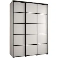 MEBLE KRYSPOL Cannes 4 Schrank mit 3 Schiebetüren - 205,2x180x60 cm - Weiß Weiß Schwarz