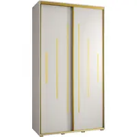 MEBLE KRYSPOL Cannes 12 Schrank mit 2 Schiebetüren - 205,2x130x45 cm - Weiß Weiß Gold