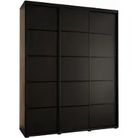 MEBLE KRYSPOL Cannes 4 Schrank mit 3 Schiebetüren - 205,2x190x45 cm - Schwarz Schwarz Schwarz