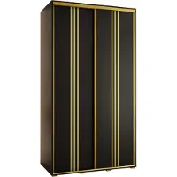 MEBLE KRYSPOL Cannes 6 Schrank mit 2 Schiebetüren - 205,2x140x60 cm - Schwarz Schwarz Gold