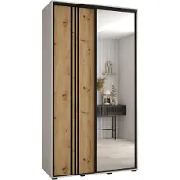 MEBLE KRYSPOL Cannes 7 Schrank mit 2 Schiebetüren - 205,2x140x60 cm - Weiß Artisan Schwarz
