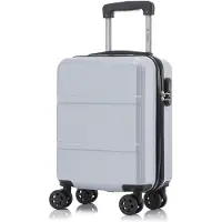 YONSLY Koffer Trolley Reisekoffer Suitcase, Rollkoffer Handgepäck ,mit 4 Rollen360°, Hartschalenreisekoffer, Zahlenschloss, Weicher Gummigriff (S, Silber)