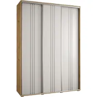MEBLE KRYSPOL Cannes 6 Schrank mit 3 Schiebetüren - 205,2x170x45 cm - Artisan Weiß Silber