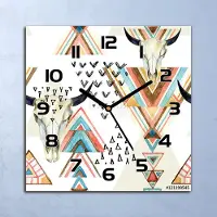 Coloray Wanduhr Echt-Glas-Küchenuhr Bunte Boho Stiere Quarz Lautlos 30x30 Deko Bilder