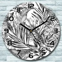 Coloray Wanduhr aus Glas Rund fi 30 Exotische Blatt Quarz Deko Schlafzimmer Büro