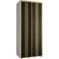 MEBLE KRYSPOL Cannes 6 Schrank mit 2 Schiebetüren - 205,2x120x60 cm - Weiß Schwarz Gold