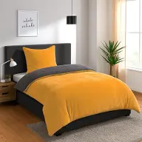 Heimtexland Teddy Flanell Wende Bettwäsche Set I Winter Bettbezug I kuschelig weich und warm I Kopfkissen 80x80 I Bettdecke 155x220 I Cashmere Touch Geschenkidee Weihnachten Typ751 Curry