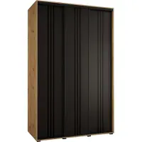 MEBLE KRYSPOL Davos 6 Schrank, drei Türen - 235,2x150x60 cm - Artisan Schwarz Schwarz
