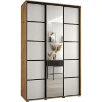 MEBLE KRYSPOL Davos 5 Schrank, drei Türen - 235,2x150x45 cm - Artisan Weiß Schwarz