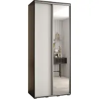 MEBLE KRYSPOL Davos 3 Schrank, zwei Türen - 235,2x110x45 cm - Schwarz Weiß Silber