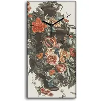 Coloray Wandbild Leinwand Bilder Wanduhr 30x60 Gemälde Vase Blumen Pflanzen Kunst - schwarze Hände