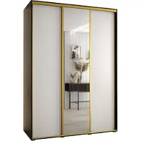MEBLE KRYSPOL Cannes 3 Schrank mit 3 Schiebetüren - 205,2x170x60 cm - Schwarz Weiß Gold