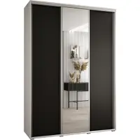 MEBLE KRYSPOL Cannes 3 Schrank mit 3 Schiebetüren - 205,2x180x45 cm - Weiß Schwarz Silber