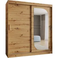 MEBLE KRYSPOL LUCY 180 Kleiderschrank mit zwei Schiebetüren für Schlafzimmer – moderner Aufbewahrungsschrank mit Kleiderstange und Regalen – 180x200x62cm - Artisan