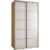 MEBLE KRYSPOL Cannes 4 Schrank mit 2 Schiebetüren - 205,2x130x60 cm - Artisan Weiß Silber