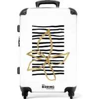 NoBoringSuitcases.com Großer Koffer - Gold - Schwarz - Streifen - Abstrakt - Kombinationsschloss TSA - Hartschalen Trolley 4 Rollen - 72 liter - Reisekoffer - 66 cmKoffer Mittelgroß 67x43x25 cm, 72L,