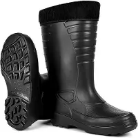 HEYO Herren Gummistiefel Gefüttert Winter Thermo Stiefel aus EVA Schaum Leicht Wasserdicht Warm Arbeitsstiefel Winterstiefel Schwarz 45