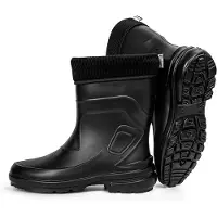 HEYO Damen Gummistiefel Halbhoch Regenstiefel Wasserdicht Gefüttert Stiefel Stiefeletten für Herbst Winter Jessy Schwarz 41