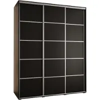 MEBLE KRYSPOL Cannes 4 Schrank mit 3 Schiebetüren - 205,2x190x60 cm - Schwarz Schwarz Silber