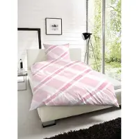 Hahn Biber Bettwäsche Herz Rauten 135x200 + 80x80 cm Rosa