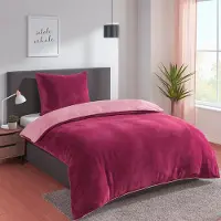 Heimtexland Teddy Flanell Wende Bettwäsche Set I Winter Bettbezug I kuschelig weich und warm I Kopfkissen 80x80 I Bettdecke 155x220 I Cashmere Touch Geschenkidee Weihnachten Typ751 Malve