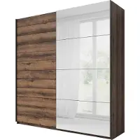 Masseno Schiebetürenschrank BETTINA 221 cm Kleiderschrank Schlafzimmer Schrank 2-türig mit Spiegel Multicolor