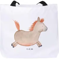 Mr. & Mrs. Panda Tote Bag Pferd Springen - Weiß - Geschenk, Schultasche, Tasche, Bauernhof, Tragetasche, Pferdestall, Pferde, Pony, Reiten, Reisetasche, Laptoptasche