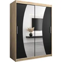 MEBLE KRYSPOL Kleiderschrank, Schiebetürenschrank Schlafzimmer, Schrank mit Spiegel WAVE 150 cm
