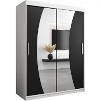 MEBLE KRYSPOL Kleiderschrank, Schiebetürenschrank Schlafzimmer, Schrank mit Spiegel WAVE 150 cm