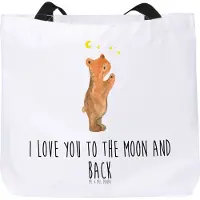 Mr. & Mrs. Panda Stoffbeutel Verliebter Bär - Weiß - Geschenk, Pandatasche, Einkaufstasche, Verliebte, Reisetasche, Tasche, To The Moon And Back, Strandtasche, Spruch