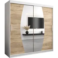 MEBLE KRYSPOL Kleiderschrank, Schiebetürenschrank Schlafzimmer, Schrank mit Spiegel ELYPSE 200 cm