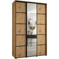 MEBLE KRYSPOL Davos 5 Schrank, drei Türen - 235,2x150x45 cm - Artisan Artisan Schwarz