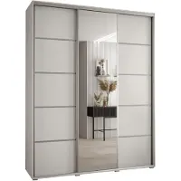 MEBLE KRYSPOL Davos 5 Schrank, drei Türen - 235,2x200x45 cm - Weiß Weiß Silber