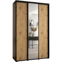 MEBLE KRYSPOL Cannes 3 Schrank mit 3 Schiebetüren - 205,2x170x60 cm - Schwarz Artisan Schwarz