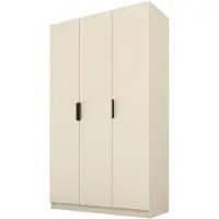 PAWS MÖBEL Kippbarer beige Kleiderschrank 120x52x200 cm, dreitüriger offener Kleiderschrank ohne Spiegel, mit Einlegeböden und Kleiderbügel