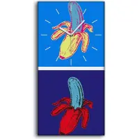 Coloray Dekor Leinwand Uhr Wandbilder 30x60 Zeitgenössisch Pop Art Stil Bananen - weiße Hände