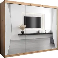 MEBLE KRYSPOL Kleiderschrank, Schiebetürenschrank Schlafzimmer, Schrank mit Spiegel MONACO 250 cm