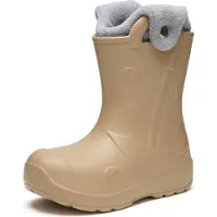 Ladeheid x Camminare Gummistiefel Kinder aus leichtem EVA warm gefüttert wasserdicht mit praktischem Griff und edlem Regenschirm-Relief für kalte Tage und Schnee LA-CA-21 (Camel, 24/25 EU)