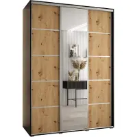 MEBLE KRYSPOL Davos 5 Schrank, drei Türen - 235,2x180x60 cm - Schwarz Artisan Silber