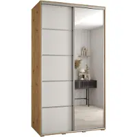 MEBLE KRYSPOL Cannes 5 Schrank mit 2 Schiebetüren - 205,2x140x60 cm - Artisan Weiß Silber