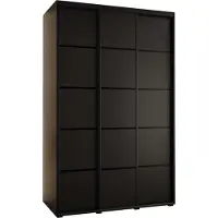 MEBLE KRYSPOL Cannes 4 Schrank mit 3 Schiebetüren - 205,2x160x60 cm - Schwarz Schwarz Schwarz