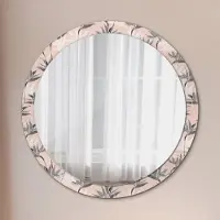 Coloray Ø100cm Spiegel - Glasrahmen mit Aufdruck - Wandspiegel Schlafzimmer - Vogel Paradies