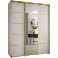 MEBLE KRYSPOL Davos 5 Schrank, drei Türen - 235,2x200x60 cm - Weiß Weiß Gold