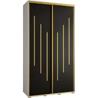 MEBLE KRYSPOL Cannes 8 Schrank mit 2 Schiebetüren - 205,2x140x45 cm - Weiß Schwarz Gold