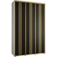 MEBLE KRYSPOL Davos 6 Schrank, drei Türen - 235,2x150x45 cm - Weiß Schwarz Gold