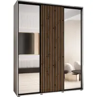 MEBLE KRYSPOL Lanko 2 Schrank mit 3 Schiebetüren - 235,2x200x45 cm - Weiß Artisan Schwarz